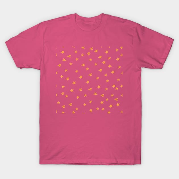 Cute Yellow and Hot Pink Star Pattern T-Shirt by socialdilemma